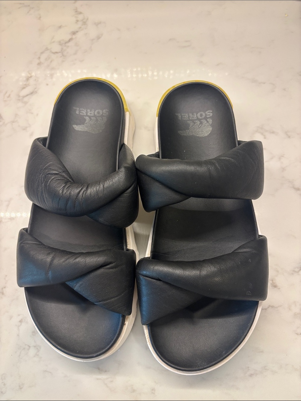 Sorel Black Double-Strap Padded Slide Sandals - Picture 8 of 8